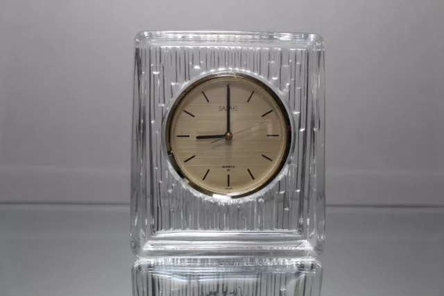 SASAKI CRYSTAL MANTLE DESK CLOCK Japan 7 1/8" x 6 1/8"  Inches Works Great