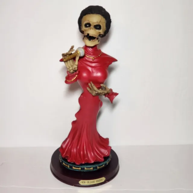 New Orleans Voodoo Day of the Dead Singing Skeleton in  Red Dress Figurine