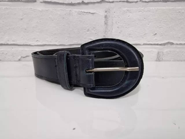 Vita Cintura Vintage 29"" - 33"" Pelle Nera Look Retro Classico