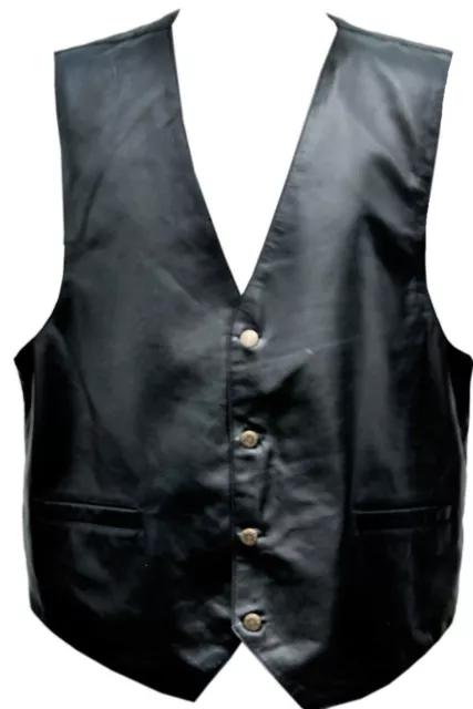 Mens Leather Vest Dress Waistcoat Stylish Motorcycle Biker Leather Fashion Vest