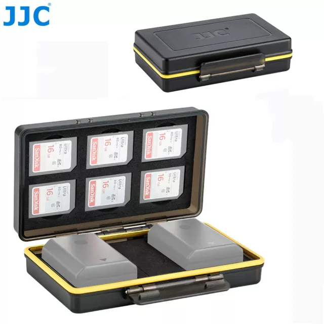 JJC 2 Camera Battery + 6 SD SDHC SDXC Card Case Holder for Canon Nikon Sony Fuji