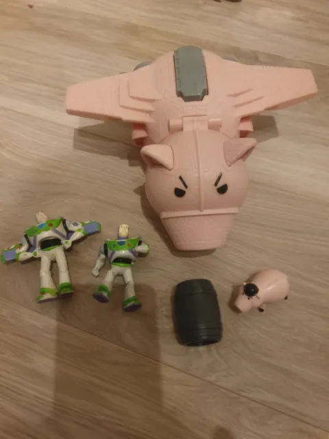 Toy Story Evil Dr Porkchop Spaceship, Buzz Lightyear Hamm plus barrel