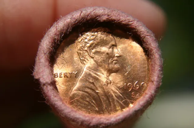 1969 S Lincoln Cent Original Bank Wrap Roll Rare Obw Memorial Penny