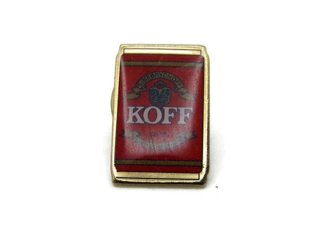 Koff Beer Can Pin Red & Gold Tone