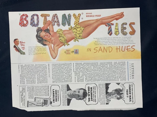 Magazine Ad* - 1948 - BOTANY Ties - girl on beach