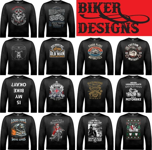 Motociclista Felpa,Maglione Motocicletta Cafe Racer Moto Uomo Divertente Teschio