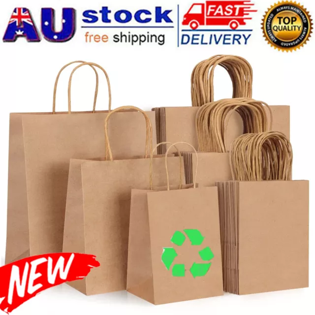 Bulk Kraft Brown Paper Bags with Handles Craft Merchandise Shopping Retail Bags