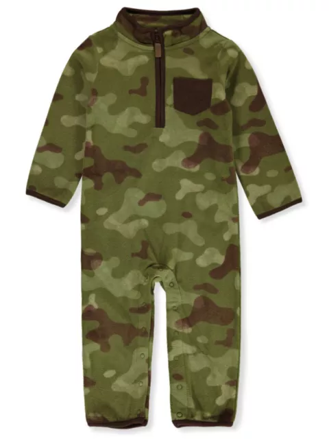 Carter's Newborn Baby Boy 1Pc Green Camo Fleece Cozy Jumpsuit Coveralls Romper