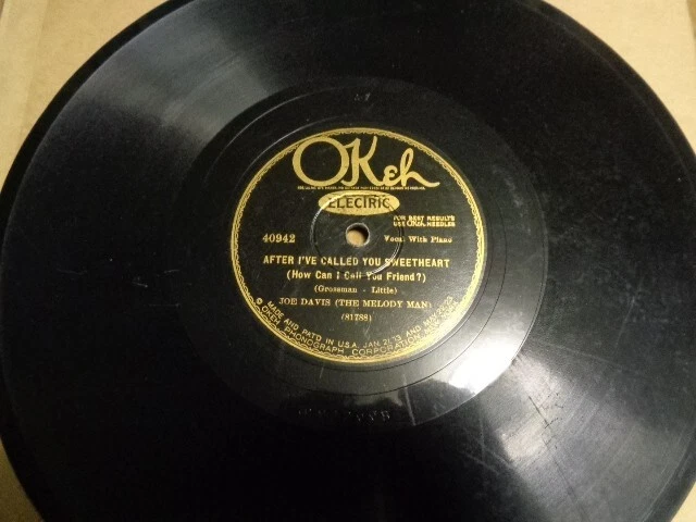 1927 OKEH eléctrico 78/JOE DAVIS (The Melody Man)... Voz con piano
