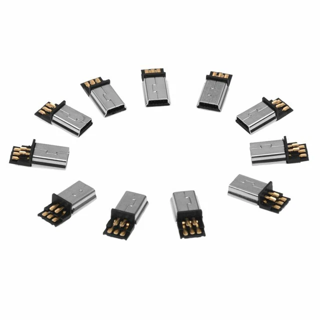 10 Stueck Mini USB 5 Pin Stecker Stecker DIY SMT Stecker Silber Ton dunkelgr b1