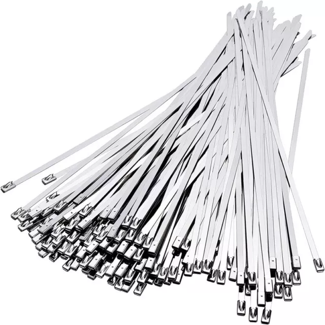 100pcs Collier de Serrage Serre Câble Attache Câble en acier inoxydable,30cm