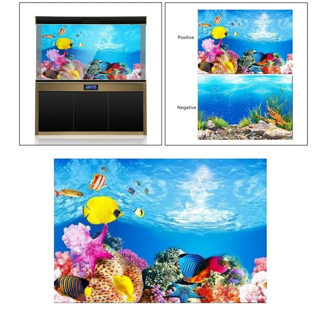 Fish Tank 3D Effet Océan Fond, PVC Adhésif Monde Sous-Marin Aquarium Décor