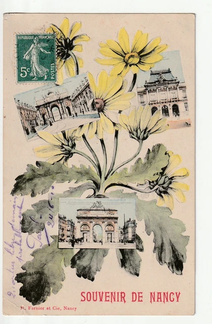 NANCY - CPA 54 - Carte Souvenir de Nancy - carte 3 vues et Fleurs