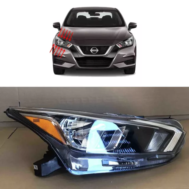 Headlight Assembly for 2020 2021 2022 Nissan Versa S SV Passenger Right Halogen