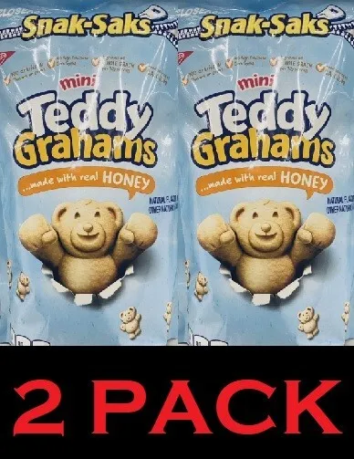 2x NABISCO Teddy Grahams MINI Honey Graham Snack Saks 8 oz Bag - 2 PACK