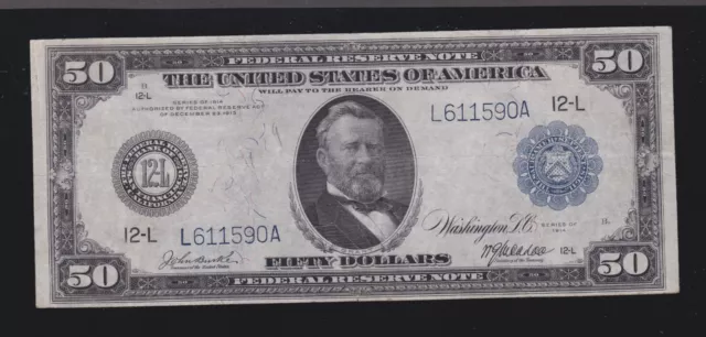 US 1914 $50 FRN San Francisco FR 1068 VF-XF (590) US 1914 $50 FRN San Francisco FR 1068 VF-XF (590)