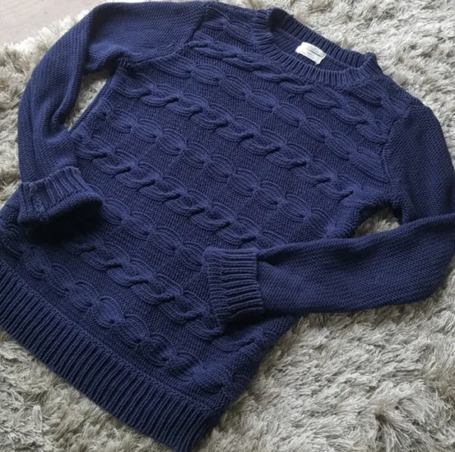 Madewell Wallace Navy Cable Knit Crew Sweater XS
