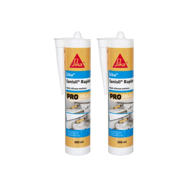 Lot de 2 mastics silicone anti-moisissure SIKA Sanisil Rapide - Transparent - 3