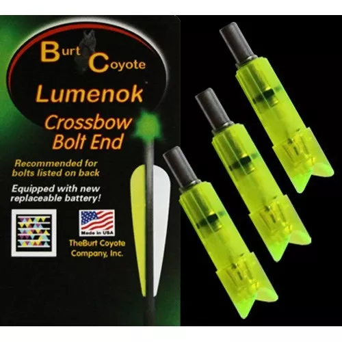 Burt Coyote Lumenok Crossbow Easton Beman Bolt Green Crescent 3pk #00330 ECC3G