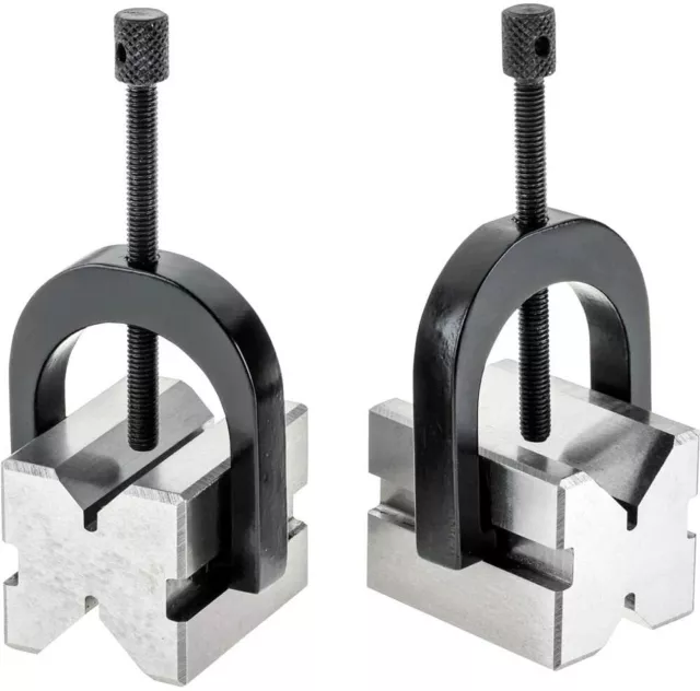 PRECISION STEEL V-BLOCK SET 1-5/8” x 1-1/4” x 1-1/4” WITH 2 BLOCKS & 2 CLAMPS