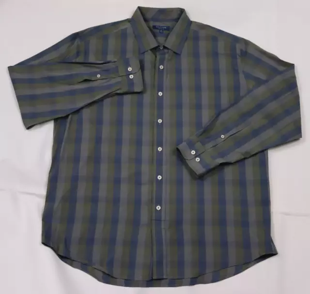 Cole Haan Grand OS Men's Long Sleeve Button Front Stretch Striped Shirt Size 2XL