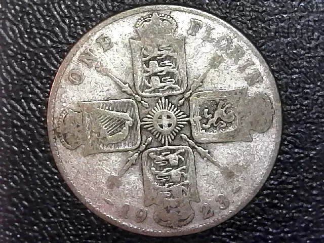 1923 UK Great Britain 2 Shillings 1 Florin Silver Coin