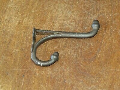 Antique Victorian Cast Iron Coat Hook with Acorn Finials, 3 1/4 Inches
