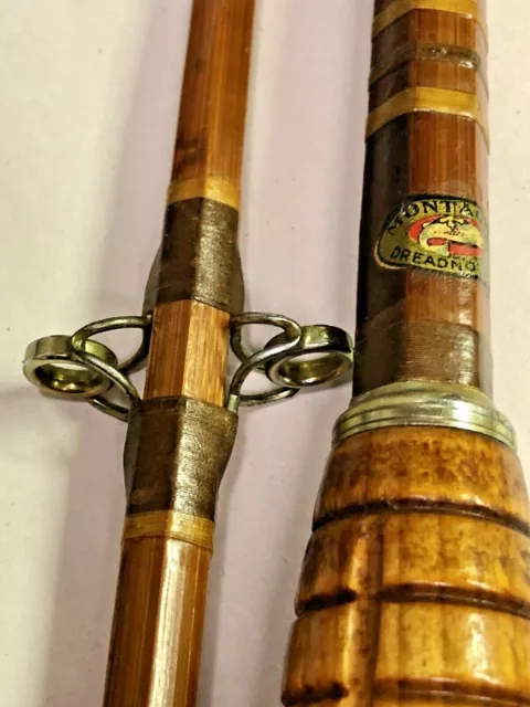 VINTAGE 6' MONTAGUE Dreadnought Bamboo 73 Boat Fishing Rod w