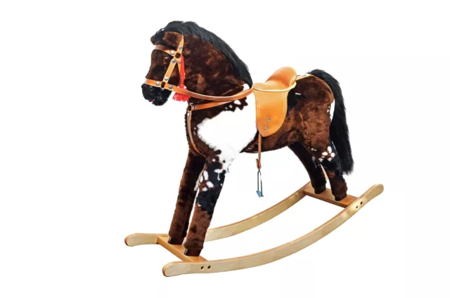 Grand cheval à bascule Cheval en peluche Cheval en bois tacheté