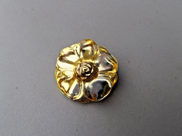 Broche Pendentif Ancienne Métal Doré Avec Perles Baroques - Bijou Vintage, Bon état
