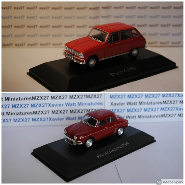 LOT 2 VOITURES RENAULT DAUPHINE 1965  + RENAULT 6 1969 SALVAT Argentine 1/43ème