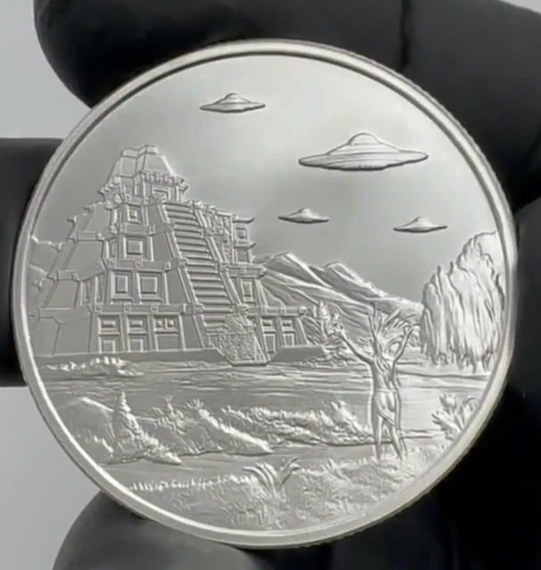 Colorized Alien Invasion 1 Oz .999 Silver Whitehouse In Capsule AREA 51 - Foto 5