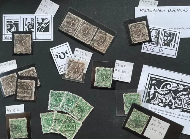 Deutsches Reich vor 1899, Krone 5 & 3 Pfennig, mit Abarten, Überwiegend geprüft