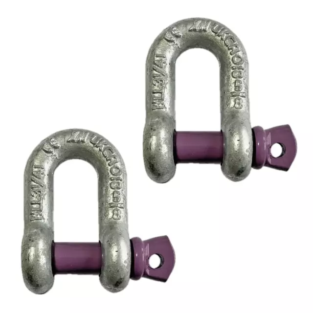 2x Lifting Shackle WLL 3.25 Ton Galvanised Screw Pin Tested Alloy Dee Shackles