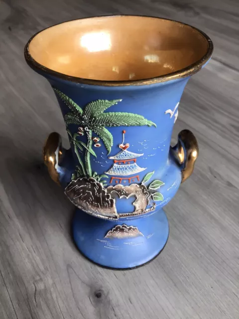 Antique Noritake Morimura Moriage Hand Painted Porcelain 5 inch Vase Japan 3D