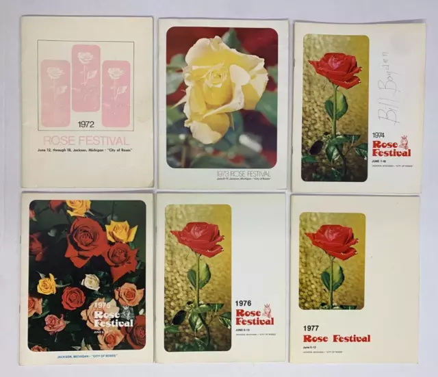 6 ROSE FESTIVAL Jackson, MI souvenir programs 1972-1977, City of Roses