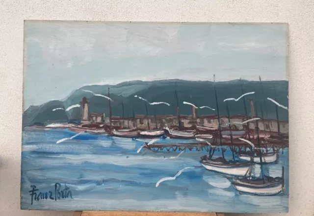 FRANZ  PORTA, marina, olio su faesite