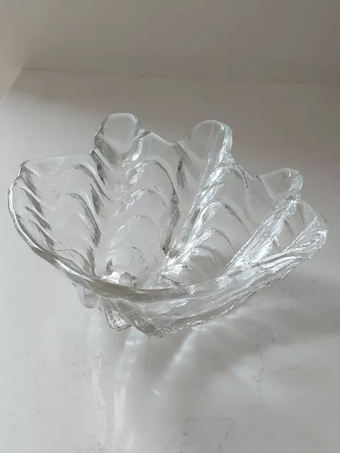 Frosted Glass Clam Shell Dish Trinket Vide Poche Heavy