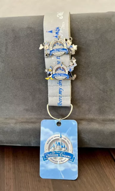 Disneyland Year Of A Million Dreams Lanyard With Two Pins