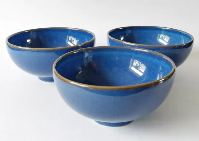Denby Imperial Blue Rice Bowls x 3