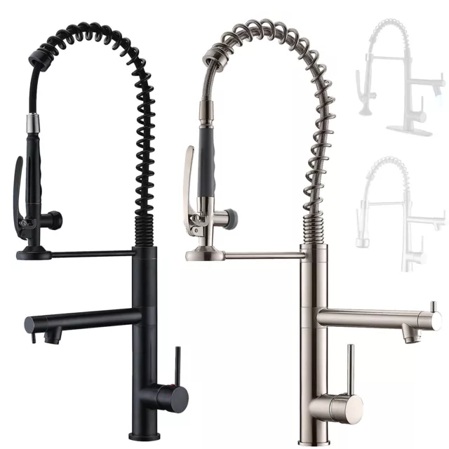 Commercial Kitchen Faucet Sink Pull Down Sprayer Swivel Single Handle Mixer Taps