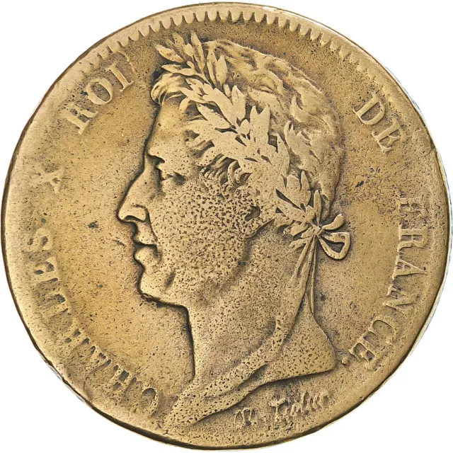 [#369782] Monnaie, Colonies françaises, Charles X, 10 Centimes, 1827, La Rochell