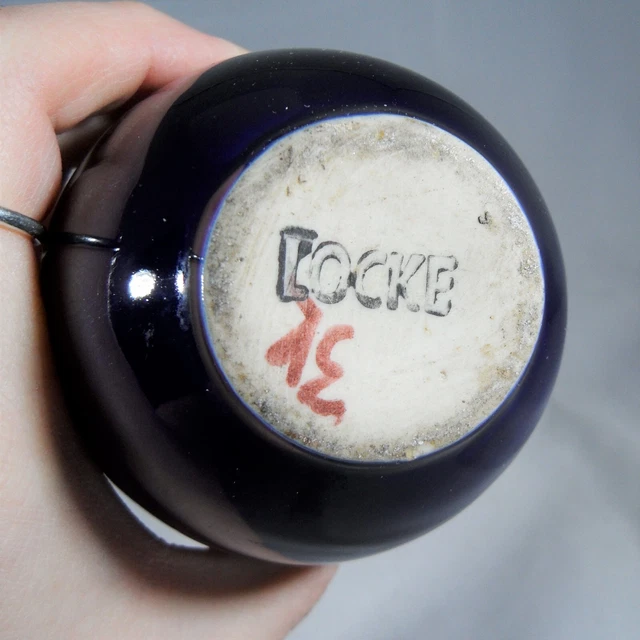 Scarce Antique Fred Locke Porcelain Vase Cobalt Blue Glaze Insulator Maker Rare 3