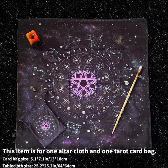 Altar Tarot Karten Tasche Tuch Tischdecke Hexen Samt Constellation Pentagramm