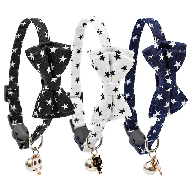 Bow Tie Cat Dog Kitten Collar with Breakaway Safety Release Buckle 28cm Bell AUS
