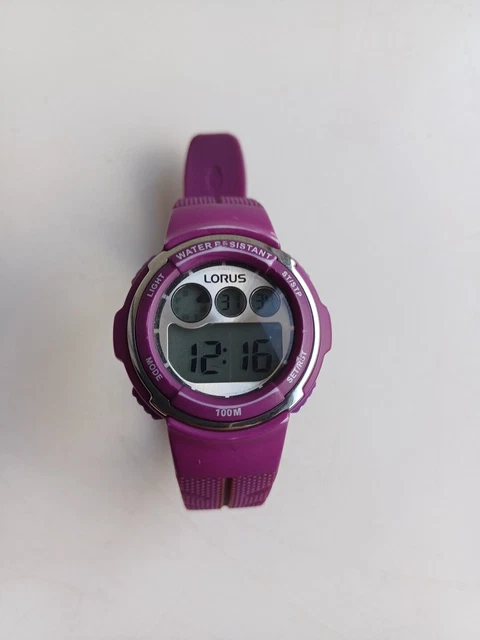 LORUS Z013-X001 WATER RESISTANT PURPLE DIGITAL WATCH New Battery