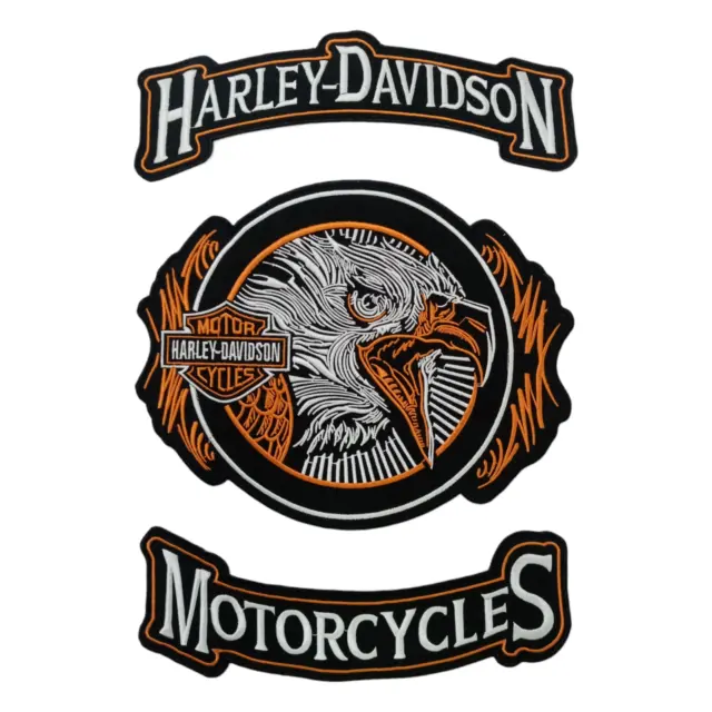 Harley Davidson Eagle Round Patch - Harley Motorcycle 12" Embroidery Patch