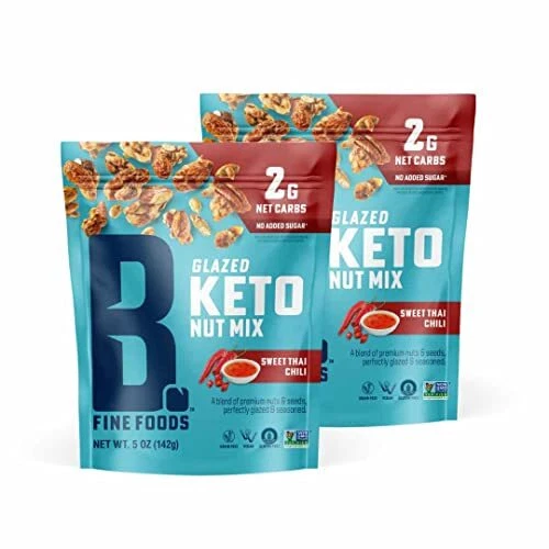 B. Fine Foods Keto Sweet Glazed Nut Mix Sweet Thai Chili - Pack of 2 5oz - Hi...