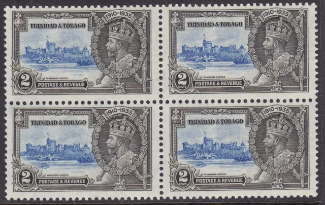 TRINIDAD & TOBAGO 1935 KGV SG239 2c SILVER JUBILEE BLOCK OF FOUR MNH