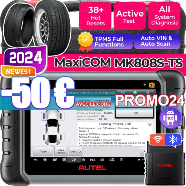 2024 Autel MaxiCOM MK808S-TS Multimarque Auto Outils Diagnostics TPMS Complète